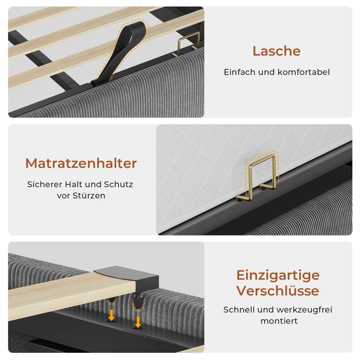 AOGLLATI Hydraulisches Stauraumbett mit LED Beleuchtung und Steckdosen mit Stauraum Kopfteil mit HolzLattenrost & USB-Ladefunktion