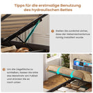 AOGLLATI Polsterbett 140×200 Hydraulisches Stauraumbett mit LED-Bleuchtung mit USB- und Type-C-Anschlüsse Doppelbett Bettgestell mit Holzlatten