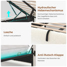 AOGLLATI Polsterbett 140×200 mit Steckdosen und LED-Beleuchtung Doppelbett mit Stauraum Kopfteil und Hydraulische Metallrahmen