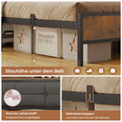 AOGLLATI Polsterbett Schlafsofa 140x200 mit 6 Staufächern mit LED-Beleuchtung Tagesbett mit Steckdosen Gästebett Bettgestell mit Lattenrost aus Metall
