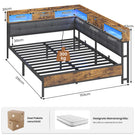 AOGLLATI Polsterbett Schlafsofa 140x200 mit 6 Staufächern mit LED-Beleuchtung Tagesbett mit Steckdosen Gästebett Bettgestell mit Lattenrost aus Metall