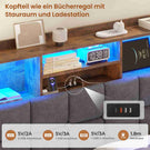 AOGLLATI Polsterbett 140×200 Hydraulisches Stauraumbett mit LED-Bleuchtung mit USB- und Type-C-Anschlüsse Doppelbett Bettgestell mit Holzlatten