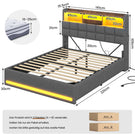 AOGLLATI Polsterbett 140×200 Hydraulisches Stauraumbett mit LED-Bleuchtung mit USB- und Type-C-Anschlüsse Doppelbett Bettgestell mit Holzlatten
