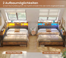 AOGLLATI Polsterbett Schlafsofa 140x200 mit 6 Staufächern mit LED-Beleuchtung Tagesbett mit Steckdosen Gästebett Bettgestell mit Lattenrost aus Metall