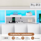 AOGLLATI Bett 140×200 cm Polsterbett mit Ladestation und LED-Beleuchtung Doppelbett Stauraumbett mit Stauraum Kopfteil 4 Schubladen