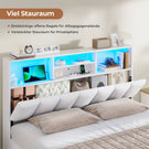 AOGLLATI Bett 140×200 cm Polsterbett mit Ladestation und LED-Beleuchtung Doppelbett Stauraumbett mit Stauraum Kopfteil 4 Schubladen