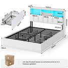 AOGLLATI Bett 140×200 cm Polsterbett mit Ladestation und LED-Beleuchtung Doppelbett Stauraumbett mit Stauraum Kopfteil 4 Schubladen
