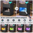 AOGLLATI Nachttisch mit LED-Beleuchtung und Ladestation Nachtschrank mit 2 Schubladen und 1 Fach Beistelltisch mit Steckdosen