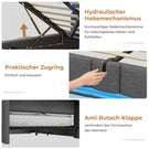 AOGLLATI Polsterbett 160×200 mit Steckdosen & LED Beleuchtung mit Stauraum Kopfteil & Hydraulischem Stauraum Bettgestell mit Lattenrost