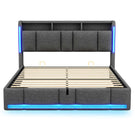 AOGLLATI Polsterbett 160×200 mit Steckdosen & LED Beleuchtung mit Stauraum Kopfteil & Hydraulischem Stauraum Bettgestell mit Lattenrost