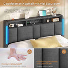 AOGLLATI Polsterbett 160×200 mit Steckdosen & LED Beleuchtung mit Stauraum Kopfteil & Hydraulischem Stauraum Bettgestell mit Lattenrost