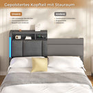 AOGLLATI Polsterbett 160×200 mit Steckdosen & LED Beleuchtung mit Stauraum Kopfteil & Hydraulischem Stauraum Bettgestell mit Lattenrost