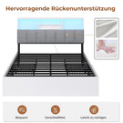 AOGLLATI Bett 140×200 cm Polsterbett mit Ladestation und LED-Beleuchtung Doppelbett Stauraumbett mit Stauraum Kopfteil 4 Schubladen