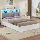 AOGLLATI Bett 140×200 cm Polsterbett mit Ladestation und LED-Beleuchtung Doppelbett Stauraumbett mit Stauraum Kopfteil 4 Schubladen