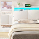 AOGLLATI Polsterbett 140×200 mit Steckdosen und LED-Beleuchtung Doppelbett mit Stauraum Kopfteil mit Hydraulische Stauraum und Lattenrost aus Holz