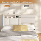 AOGLLATI Polsterbett 160×200 mit Steckdosen & LED Beleuchtung mit Stauraum Kopfteil & Hydraulischem Stauraum Bettgestell mit Lattenrost