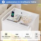 AOGLLATI Nachttisch mit LED-Beleuchtung und Ladestation Nachtschrank mit 2 Schubladen und 1 Fach Beistelltisch mit Steckdosen