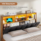 AOGLLATI Bett 140×200 cm Polsterbett mit Ladestation und LED-Beleuchtung Doppelbett Stauraumbett mit Stauraum Kopfteil 4 Schubladen