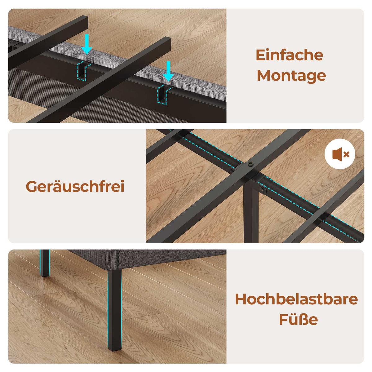 AOGLLATI Polsterbett 140x200 mit Lattenrost aus Metall Bettgestell mit LED-Beleuchtung und Steckdosen Bett mit Stauraum MetallBett mit USB-Anschlüssen