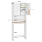 AOGLLATI Waschmaschinenschrank mit 2 Türen 182x65x25.5 cm Bad Hochschrank mit 2 offene Fächer Verstellbare Ablagen