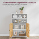 AOGLLATI Badezimmerschrank Badschrank mit Doppeltüren aus Bambus 2 offene Fächer Beistellschrank mit verstellbaren Eingeböden