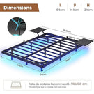 AOGLLATI Bettgestell 140x190 Bett 140x190 aus Metall mit LED Beleuchtung und Ladestation Schwebender Bettrahmen mit Aufbewahrungsregalen
