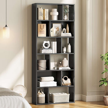 AGOLLATI Bücherregal Regal mit 6 Ebenen Freistehend Bücherschrank mit 12 offene Fächer Standregal für Wohnzimmer Büro Modern