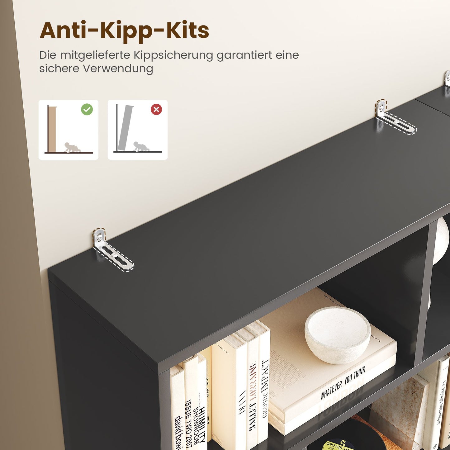 AGOLLATI Bücherregal Regal mit 6 Ebenen Freistehend Bücherschrank mit 12 offene Fächer Standregal für Wohnzimmer Büro Modern