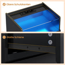 AGOLLATI Nachttisch mit Steckdosenleiste Nachtschrank mit Sichtbarer Glastischplatte 3 Schubladen und 1 Fach Beistelltisch mit LED-Beleuchtung