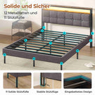 AOGLLATI Polsterbett 140x190 mit Lattenrost aus Metall mit Stauraum Bettgestell mit LED-Beleuchtung und Steckdosen MetallBett mit Kopfteil