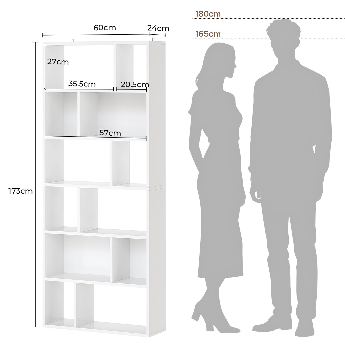 AGOLLATI Bücherregal Regal mit 6 Ebenen Freistehend Bücherschrank mit 12 offene Fächer Standregal für Wohnzimmer Büro Modern