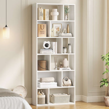 AGOLLATI Bücherregal Regal mit 6 Ebenen Freistehend Bücherschrank mit 12 offene Fächer Standregal für Wohnzimmer Büro Modern