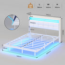 AOGLLATI Polsterbett 140x190 cm mit LED-Beleuchtung und Ladestation Bettgestell mit Kopfteil Bett Schwebebettrahmen