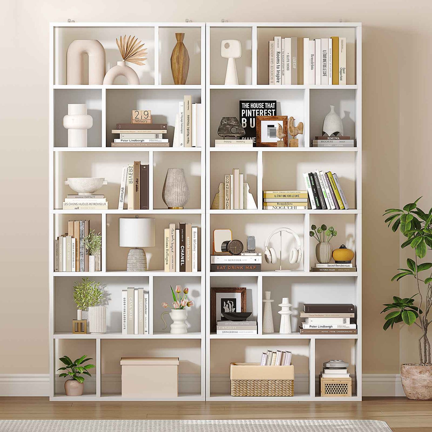 AGOLLATI Bücherregal Regal mit 6 Ebenen Freistehend Bücherschrank mit 12 offene Fächer Standregal für Wohnzimmer Büro Modern