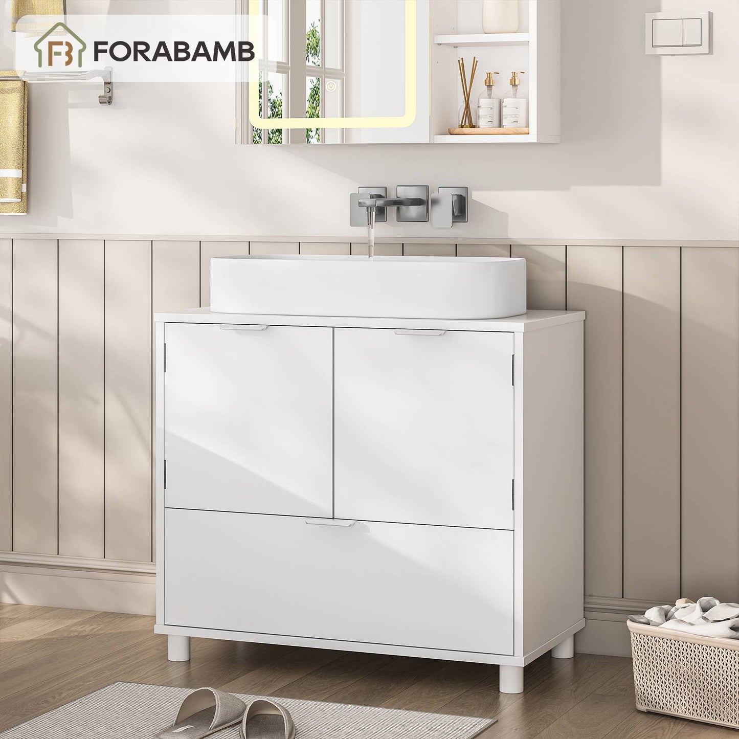 AOGLLATI Waschbeckenunterschrank Badezimmer Unterschrank Waschbecken 30 x 60 x 60 cm Weiß