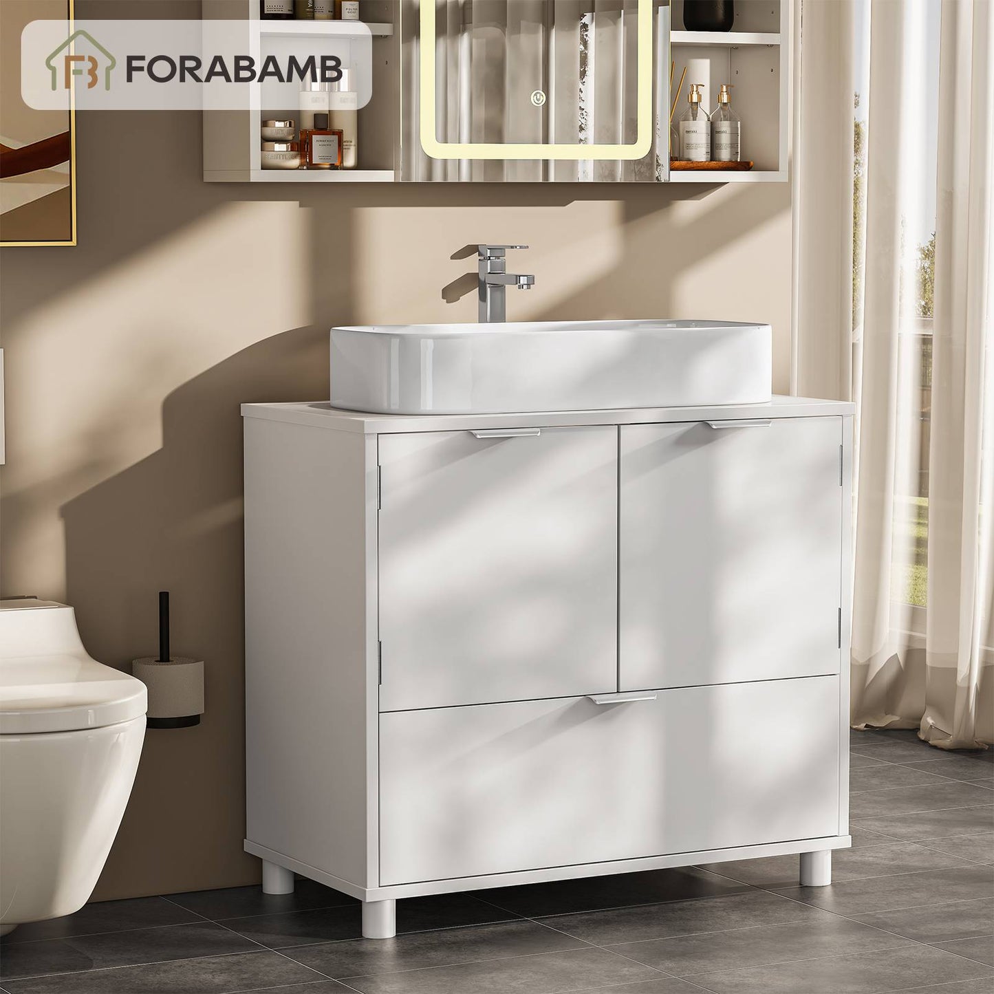 AOGLLATI Waschbeckenunterschrank Badezimmer Unterschrank Waschbecken 30 x 60 x 60 cm Weiß
