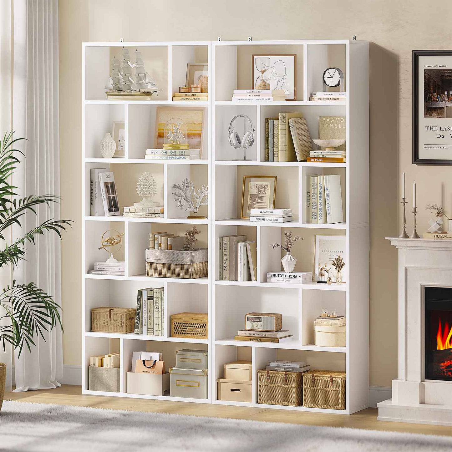 AGOLLATI Bücherregal Regal mit 6 Ebenen Freistehend Bücherschrank mit 12 offene Fächer Standregal für Wohnzimmer Büro Modern