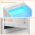 AGOLLATI Nachttisch mit Steckdosenleiste Nachtschrank mit Sichtbarer Glastischplatte 3 Schubladen und 1 Fach Beistelltisch mit LED-Beleuchtung