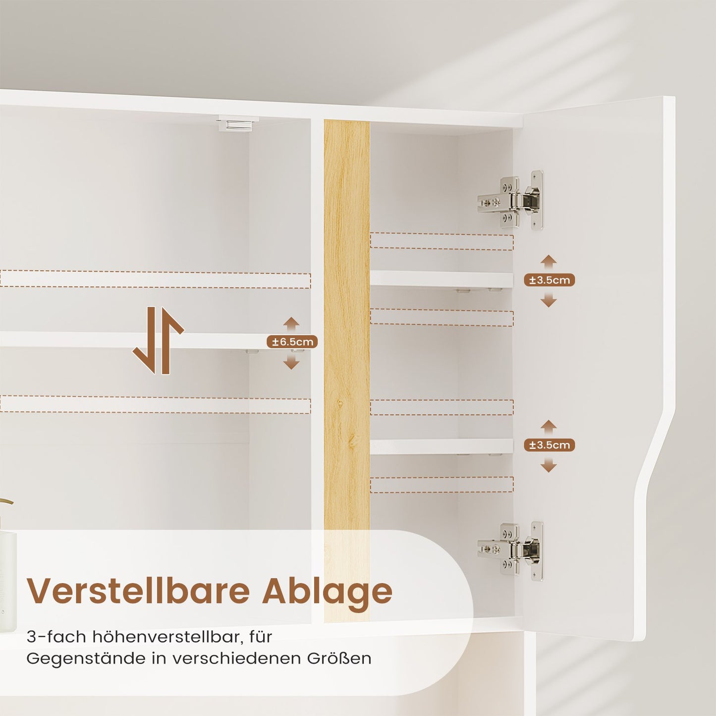AOGLLATI Spiegelschrank Bad mit LED Beleuchtung 80 cm Breit Badezimmer Spiegelschrank mit HD Spiegel & Verstellbarem Regal