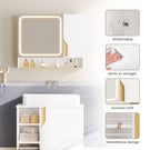 AOGLLATI Spiegelschrank Bad mit LED Beleuchtung 80 cm Breit Badezimmer Spiegelschrank mit HD Spiegel & Verstellbarem Regal