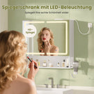 AOGLLATI Badezimmer Spiegelschrank mit LED-Beleuchtung & Steckdose 70 cm Breit Spiegelschrank Bad mit HD Spiegel  3 Farbtemperatur dimmbare