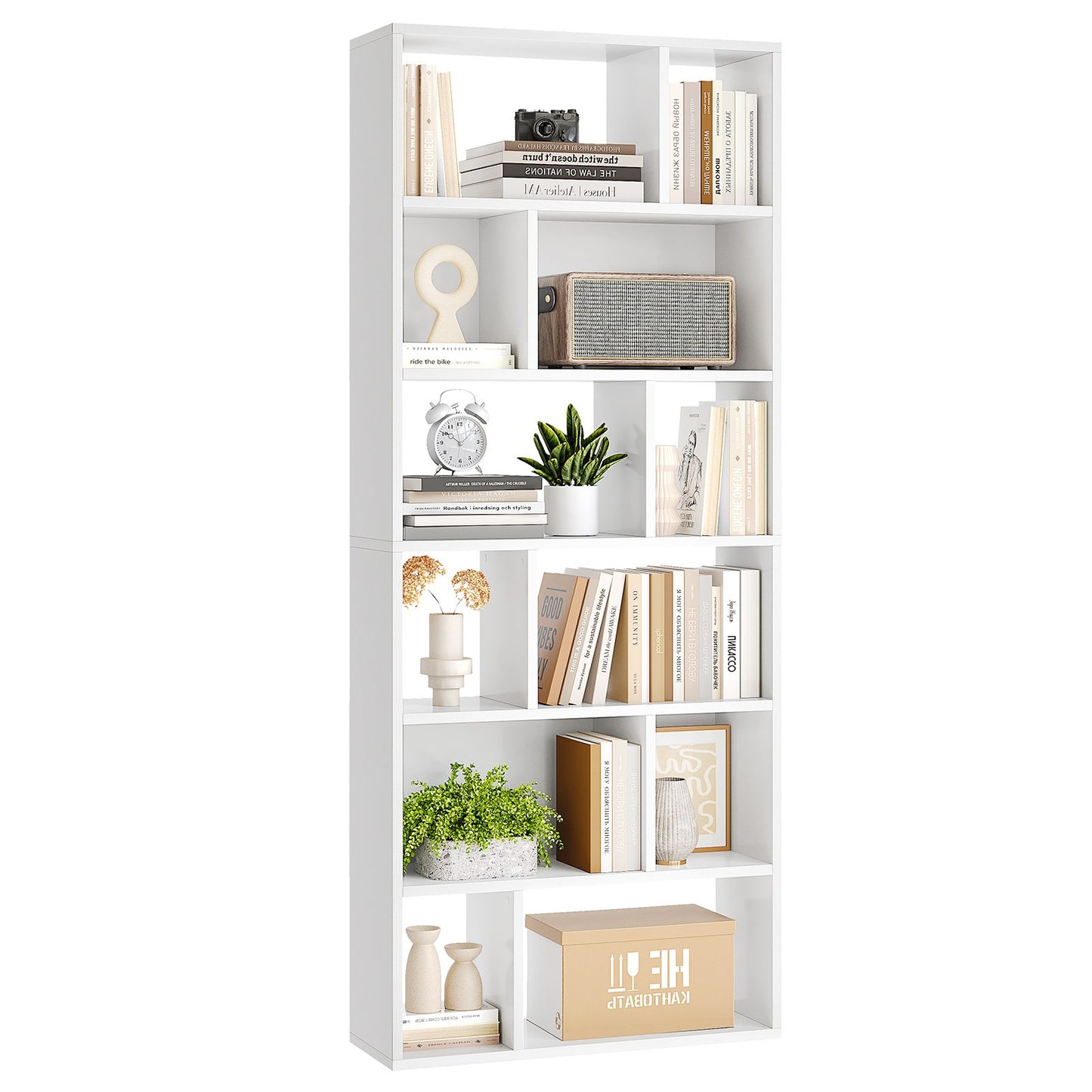 AGOLLATI Bücherregal Regal mit 6 Ebenen Freistehend Bücherschrank mit 12 offene Fächer Standregal für Wohnzimmer Büro Modern