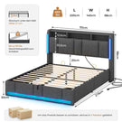 AOGLLATI Polsterbett Doppelbett 140x200 mit bettkasten mit LED Beleuchtung & Steckdosen mit Stauraum Kopfteil