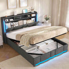 AOGLLATI Polsterbett Doppelbett 140x200 mit bettkasten mit LED Beleuchtung & Steckdosen mit Stauraum Kopfteil