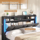 AOGLLATI Polsterbett Doppelbett 140x190 mit bettkasten Hydraulischem Stauraumbett mit LED Beleuchtung & Steckdosen mit Stauraum Kopfteil