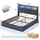 AOGLLATI Hydraulisches Stauraumbett mit LED Beleuchtung und Steckdosen mit Stauraum Kopfteil mit HolzLattenrost & USB-Ladefunktion