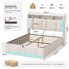 AOGLLATI Polsterbett Doppelbett 140x200 mit bettkasten mit LED Beleuchtung & Steckdosen mit Stauraum Kopfteil