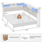 AOGLLATI Polsterbett Schlafsofa 140x190 mit 6 Staufächern mit LED-Beleuchtung Tagesbett mit Steckdosen Gästebett