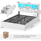 AOGLLATI Bett 140×190 cm Polsterbett mit Ladestation und LED-Beleuchtung mit Stauraum Kopfteil 4 Schubladen