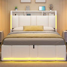 AOGLLATI Polsterbett Doppelbett 140x200 mit bettkasten mit LED Beleuchtung & Steckdosen mit Stauraum Kopfteil